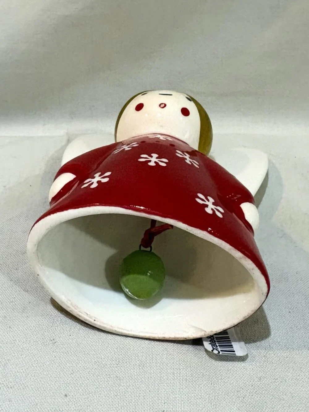 Crate & Barrel Porcelain Angel Holiday Bell Ornament